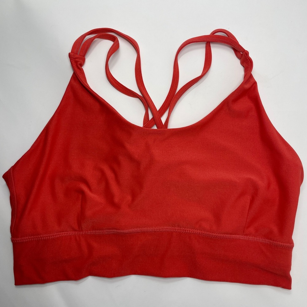 Athletic Works Wmn Red Strappy Criss Cross Back Sports Bra Yoga Pilates XL 16-18